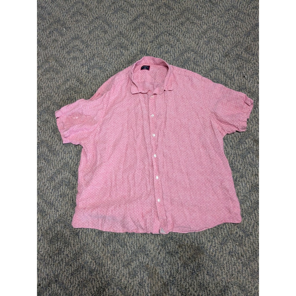UNTUCKit Chiroubles SS Pink Red Linen Button Down Shirt XXXLC 35469 Regular Fit